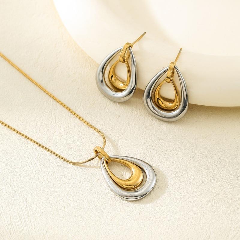 Stylish and unique color-blocked teardrop pendant necklace and earring set золотий
Stylish and unique color-blocked teardrop pendant necklace and earring set золотий