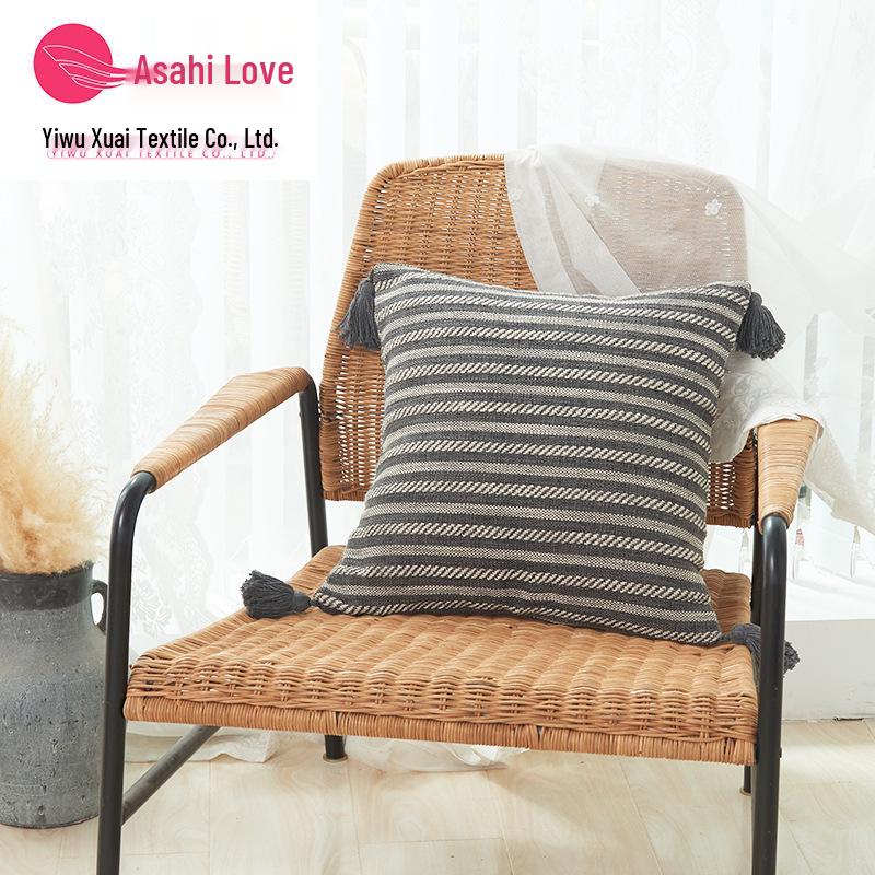 Aiai Thicken Textured Cotton Linen Stripe Plaid Tassel Cushion Cover - Two Sizes Available 45*45cm (Cover Only)
Aiai Thicken Textured Cotton Linen Stripe Plaid Tassel Cushion Cover - Two Sizes Available 45*45cm (Cover Only)