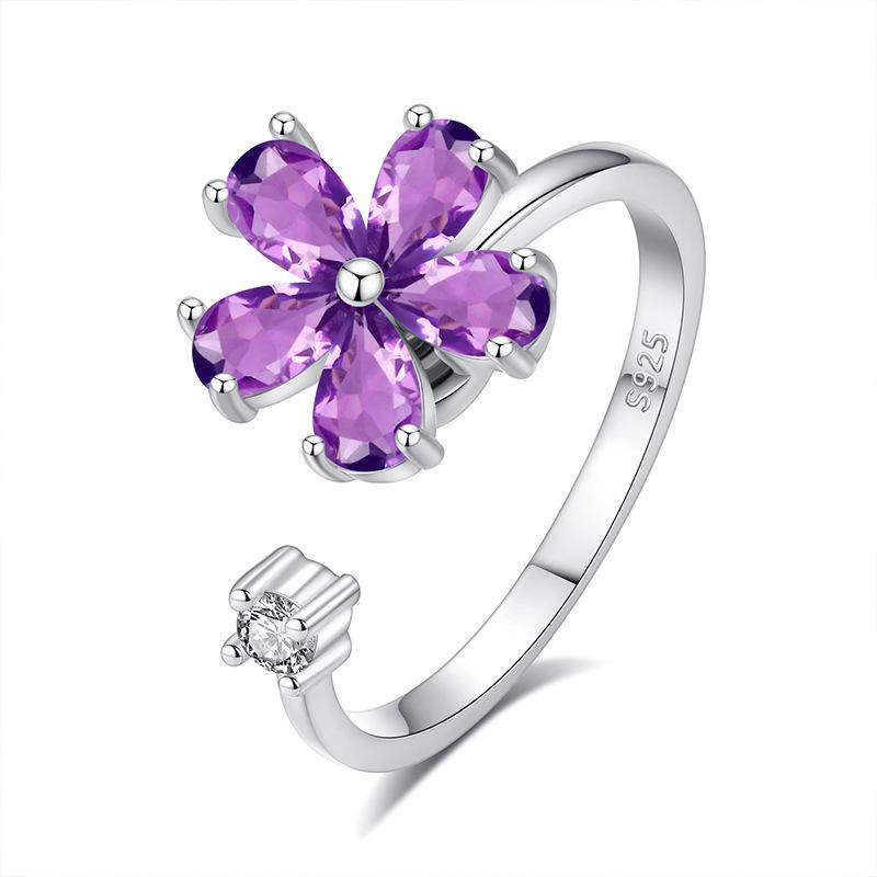 S925 Sterling Silver Five-petal Rotating Ring Natural Stone Spinner Band Fashion Women Crystal Finger Jewelry Trendy Accessory opening adjustable
S925 Sterling Silver Five-petal Rotating Ring Natural Stone Spinner Band Fashion Women Crystal Finger Jewelry Trendy Accessory opening adjustable