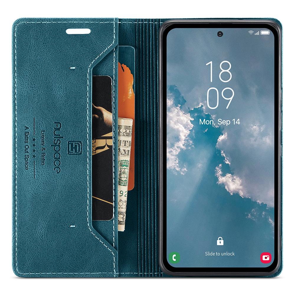 AUTSPACE A01 Series for Samsung Galaxy A54 5G RFID Blocking Phone Case Leather Stand Retro Texture Matte Wallet Cover Coffee
AUTSPACE A01 Series for Samsung Galaxy A54 5G RFID Blocking Phone Case Leather Stand Retro Texture Matte Wallet Cover Coffee