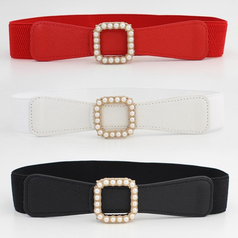 Square Pearl Inlaid Smooth Buckle Elastic Belt Women S Dress Decoration Elastic Thin Waist Seal Three Sizes 85cm чорний
Square Pearl Inlaid Smooth Buckle Elastic Belt Women S Dress Decoration Elastic Thin Waist Seal Three Sizes 85cm чорний