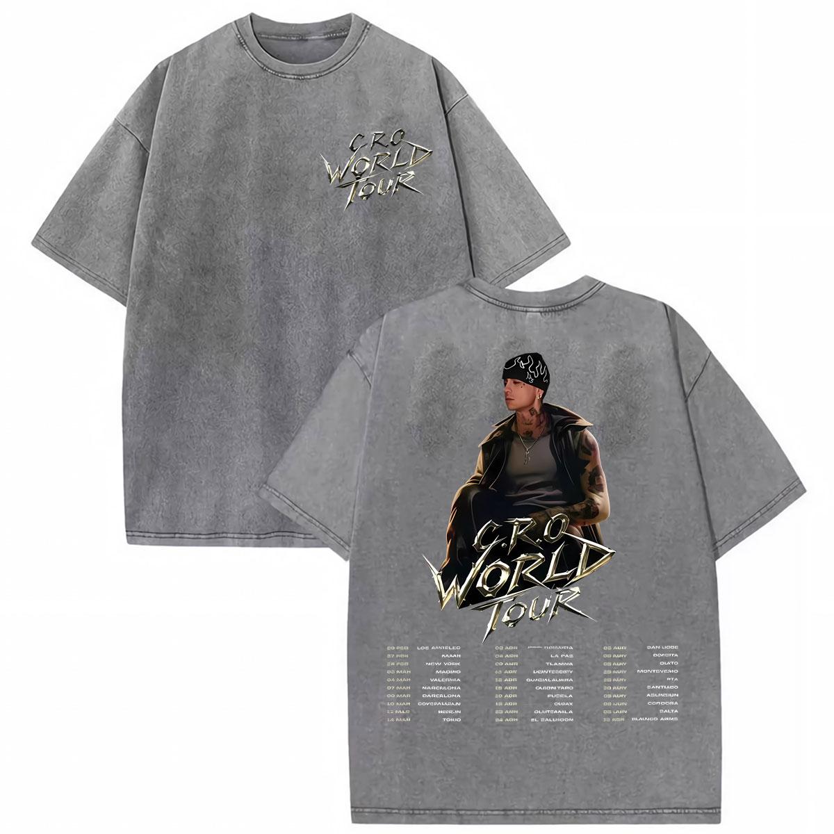 Rapper CRO Album World Tour Print T Shirts Men Women Fashion Vintage Washed Tshirts Oversized Short Sleeve Tshirt Streetwear S
Rapper CRO Album World Tour Print T Shirts Men Women Fashion Vintage Washed Tshirts Oversized Short Sleeve Tshirt Streetwear S