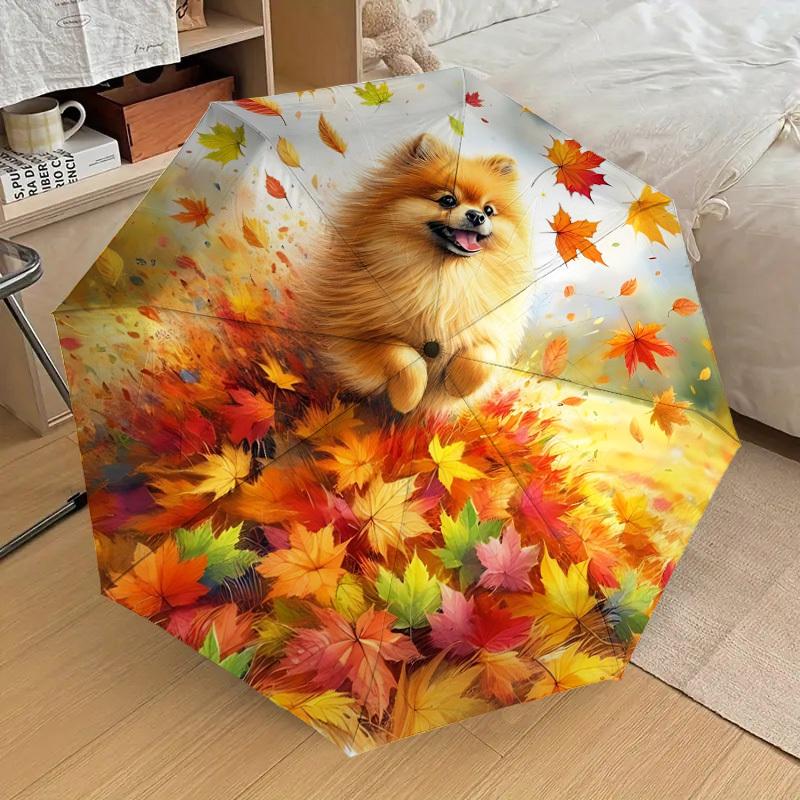1pc Autumn Leaves Pomeranian Automatic Folding Umbrella, 8 Ribs Iron Frame, Suitable for Outdoor Travel and Daily Use yy251120204
1pc Autumn Leaves Pomeranian Automatic Folding Umbrella, 8 Ribs Iron Frame, Suitable for Outdoor Travel and Daily Use yy251120204