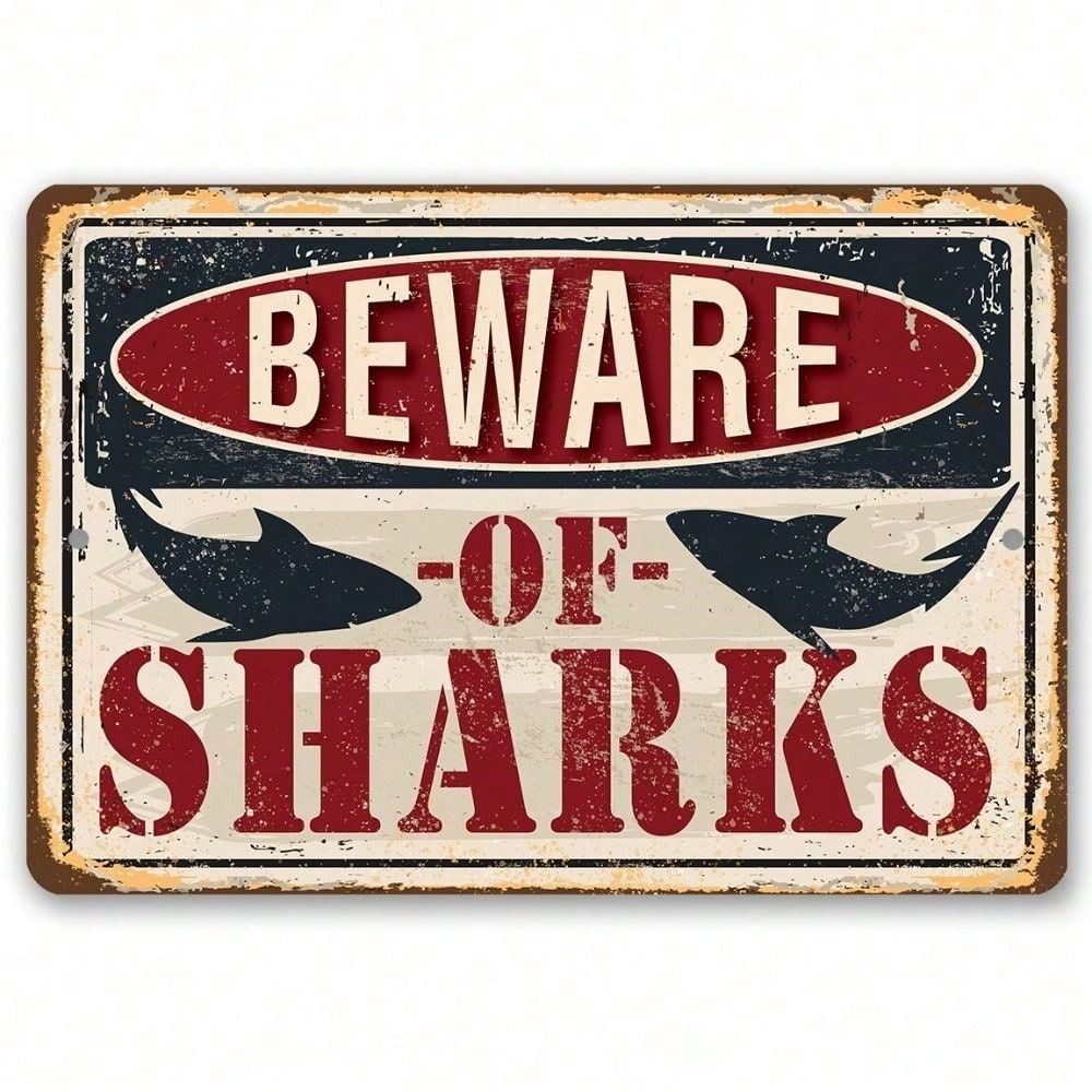 Metal Poster Predator Shark Warning Sign for Beach House Wall Decor
Metal Poster Predator Shark Warning Sign for Beach House Wall Decor