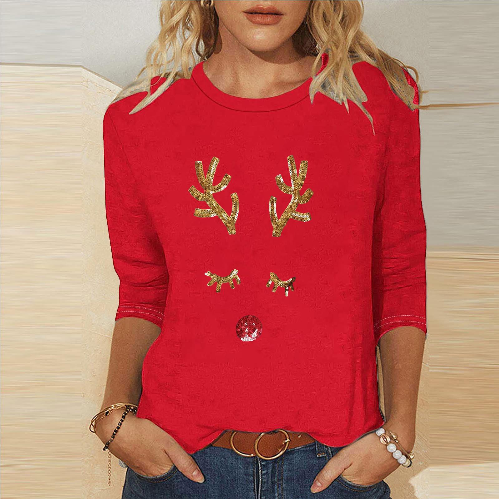 Женский модный повседневный топ с рукавом три четверти и рождественским принтом, с круглым вырезом XXL красный
Женский модный повседневный топ с рукавом три четверти и рождественским принтом, с круглым вырезом XXL красный