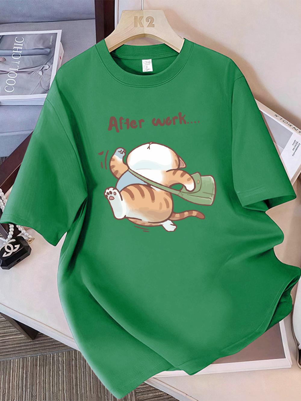 100 Cotton Summer TShirts Womens The Cat That Runs After Work Prints Tops Soft Loose ONeck Short Sleeve Tees Basic Clothes 4XL
100 Cotton Summer TShirts Womens The Cat That Runs After Work Prints Tops Soft Loose ONeck Short Sleeve Tees Basic Clothes 4XL