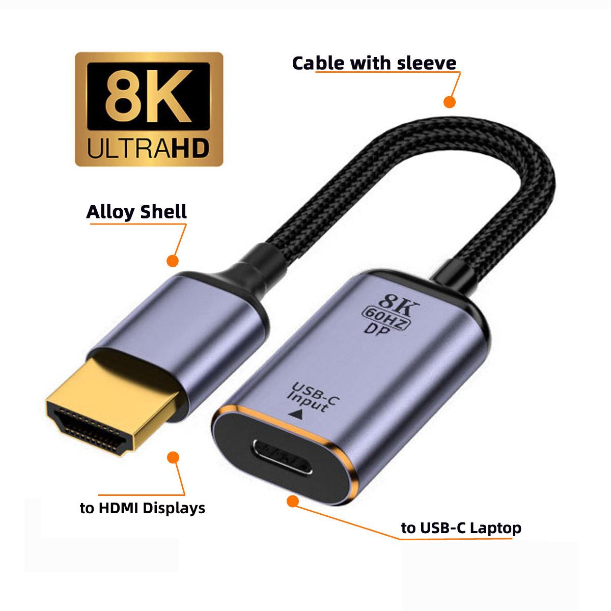 UC-038-H8K USB-C Type C Female to HDMI Male Converter 8K/60hz 4K/120hz HDTV Adapter Cable for Tablet Phone Laptop As Shown A
UC-038-H8K USB-C Type C Female to HDMI Male Converter 8K/60hz 4K/120hz HDTV Adapter Cable for Tablet Phone Laptop As Shown A