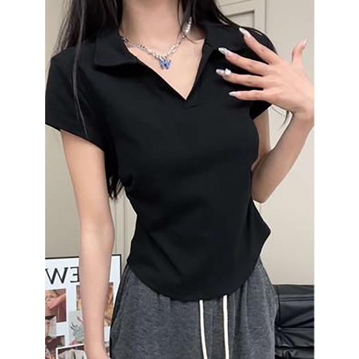 Large size cotton gray POLO neck short-sleeved T-shirt women s summer fat mm thin irregular lapel shirt V-neck top 2XL чорний
Large size cotton gray POLO neck short-sleeved T-shirt women s summer fat mm thin irregular lapel shirt V-neck top 2XL чорний