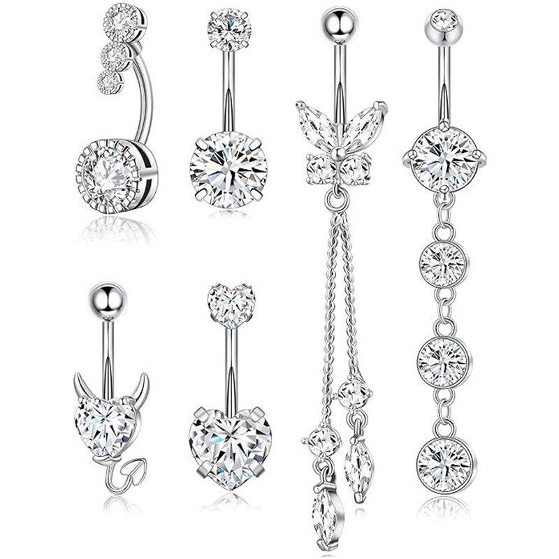 Gold Zircon Belly Button Ring Set with Stainless Steel Pendant
Gold Zircon Belly Button Ring Set with Stainless Steel Pendant