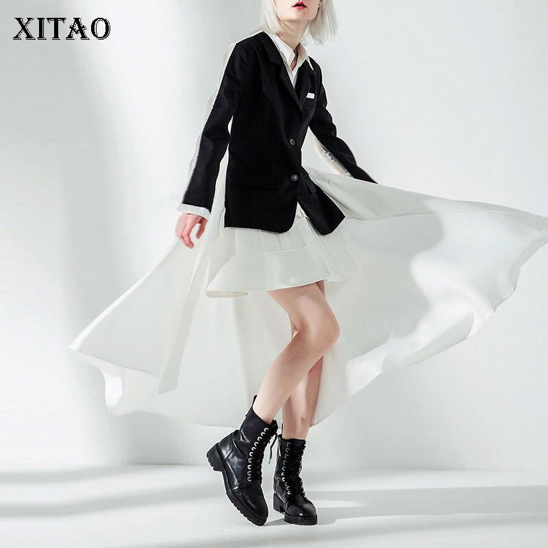 XITAO Контрастный цвет Пэчворк Ложный 2 части Платье WBB4142 
XITAO Контрастный цвет Пэчворк Ложный 2 части Платье WBB4142