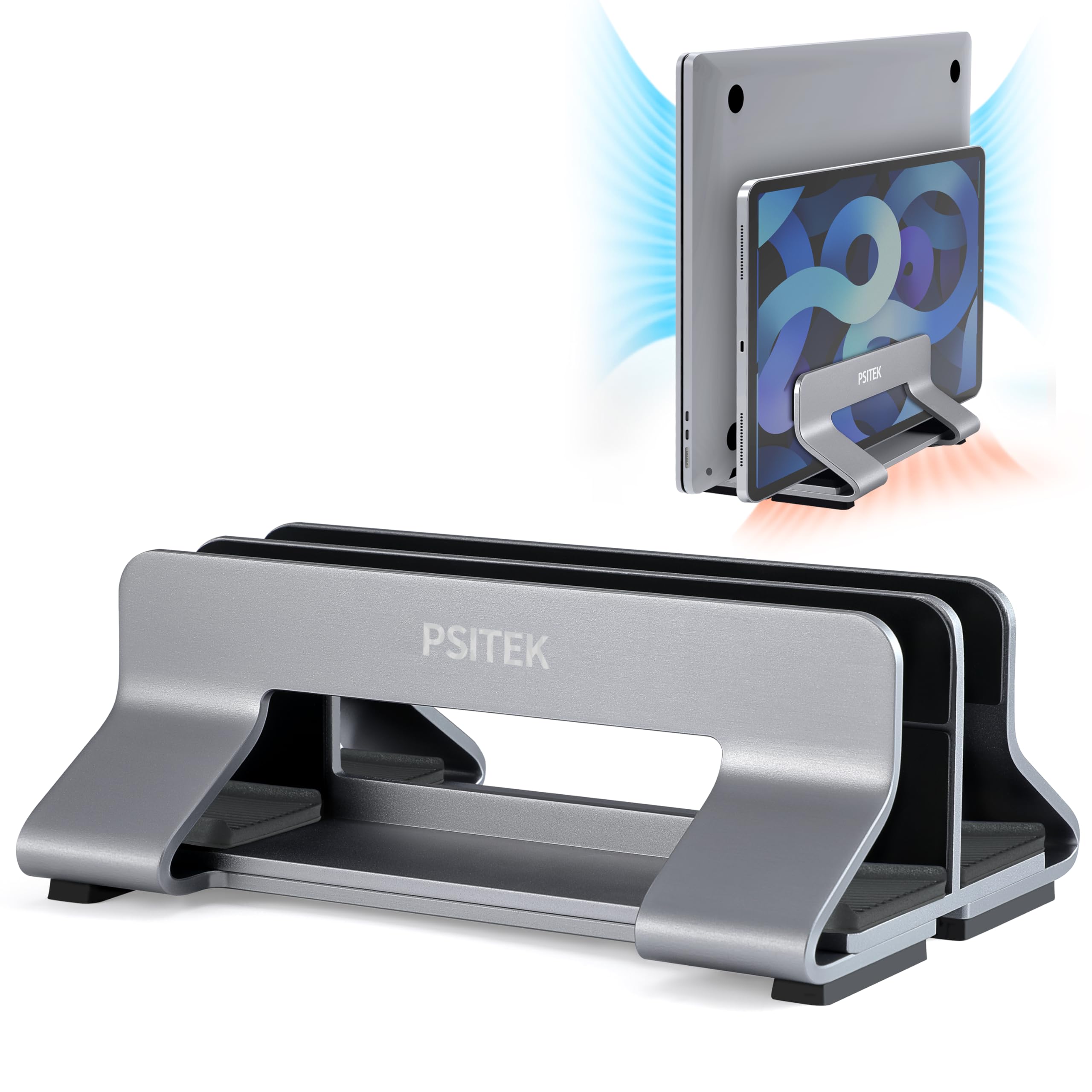Psitek Aluminum Vertical Laptop Stand 2 Vertical Storage for All MacBooks and Adjustable Slot Width Holder, Slots, Space-Saving Laptops, (10-32mm)
Psitek Aluminum Vertical Laptop Stand 2 Vertical Storage for All MacBooks and Adjustable Slot Width Holder, Slots, Space-Saving Laptops, (10-32mm)