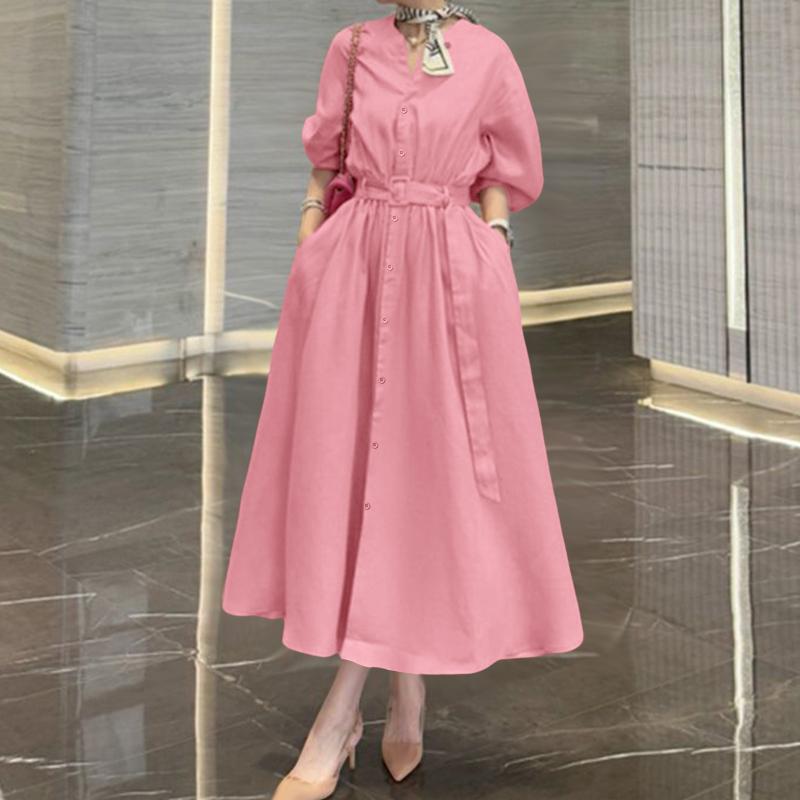 ZANZEA Женское повседневное платье с V-образным вырезом, однотонное, свободного кроя, с рукавами 3/4, длинное S розовый
ZANZEA Женское повседневное платье с V-образным вырезом, однотонное, свободного кроя, с рукавами 3/4, длинное S розовый