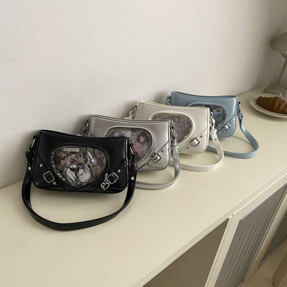 JK Прозрачное сердце Itabag Y2K Серебряная сумка через плечо Креативная кавайная сумка через плечо для мужчин
JK Прозрачное сердце Itabag Y2K Серебряная сумка через плечо Креативная кавайная сумка через плечо для мужчин