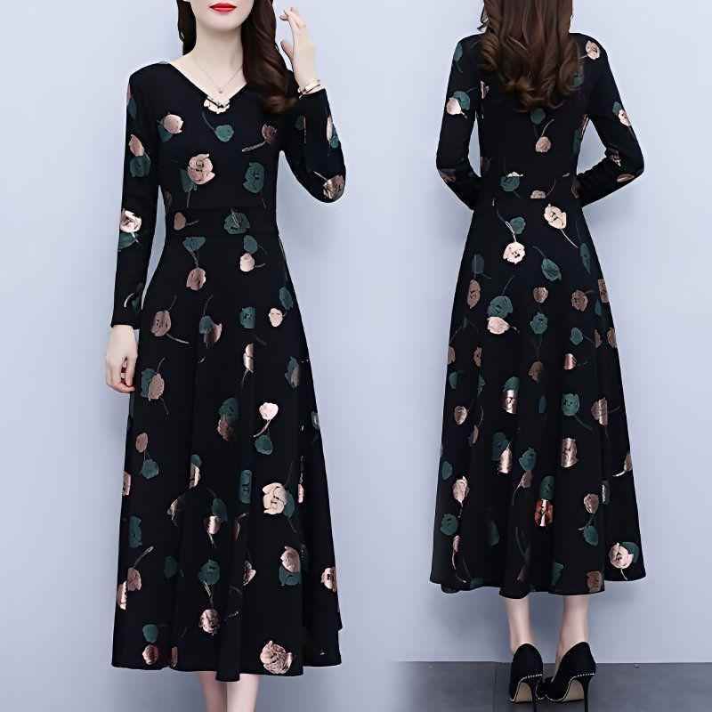 Spring & Fall V-Neck A-Line Dress for Middle-aged Women: Mid-length, Printed, Waist-cinching, Wide Hem M зелений
Spring & Fall V-Neck A-Line Dress for Middle-aged Women: Mid-length, Printed, Waist-cinching, Wide Hem M зелений