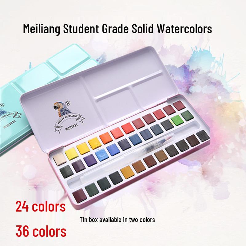 Aowen Meiliang 24/36-Color Transparent Watercolor Paints in Iron Box for Beginners 24 Colors (Light Green Tin Box)
Aowen Meiliang 24/36-Color Transparent Watercolor Paints in Iron Box for Beginners 24 Colors (Light Green Tin Box)