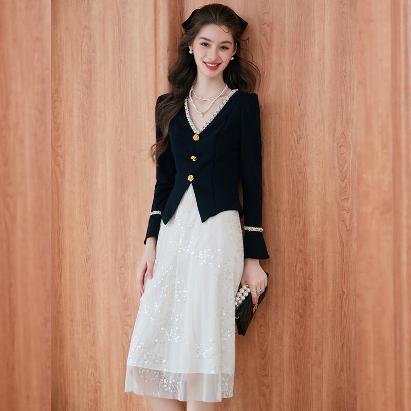 Bailuyu Elegant Sequin V-Neck Faux Two-Piece A-Line Dress L
Bailuyu Elegant Sequin V-Neck Faux Two-Piece A-Line Dress L