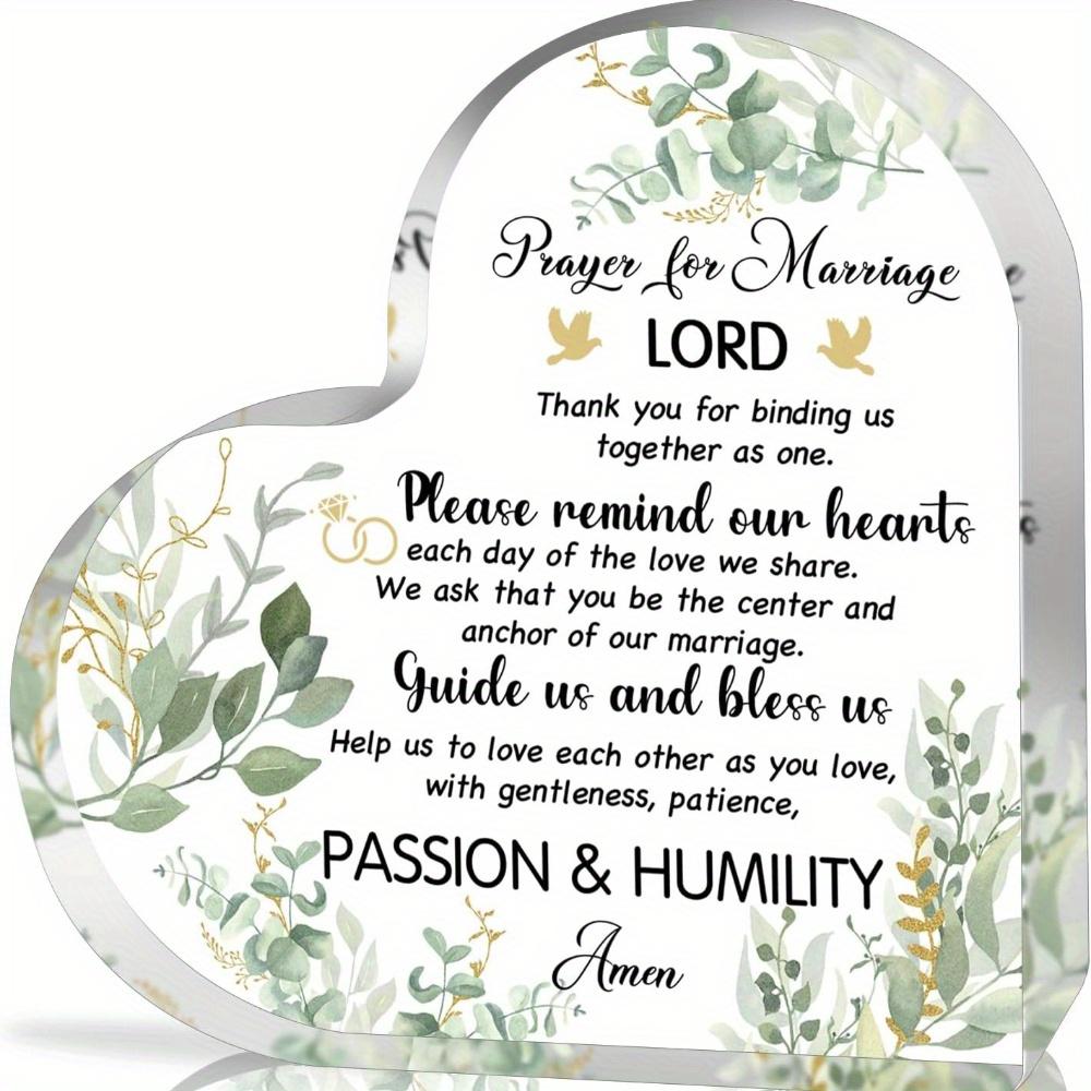 Christian Wedding Prayer Plaque - Heart-Shaped Marriage Blessing Gift with Prayer for Couples, Elegant Greenery Design in Green & Golden 10*10cm
Christian Wedding Prayer Plaque - Heart-Shaped Marriage Blessing Gift with Prayer for Couples, Elegant Greenery Design in Green & Golden 10*10cm