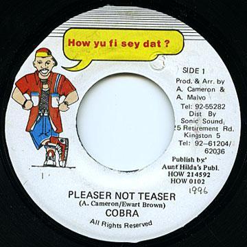 7inch Record MAD COBRA - Pleaser Not Teaser HOW214592,HOW01 How Yu Fi Sey D Jamaica Reggae, Ska & Dub Used
7inch Record MAD COBRA - Pleaser Not Teaser HOW214592,HOW01 How Yu Fi Sey D Jamaica Reggae, Ska & Dub Used