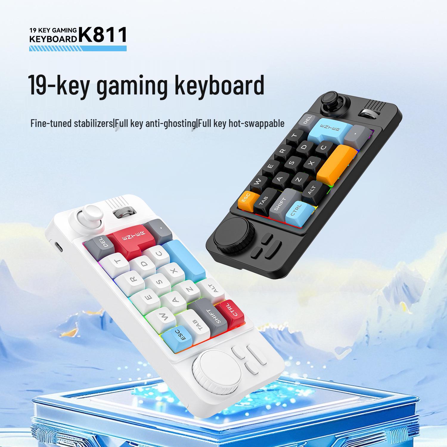 RGB Wired Mechanical Gaming Keyboard with 19-Key Joystick, Dual Scroll Wheel, and Hot-Swappable Features Black
RGB Wired Mechanical Gaming Keyboard with 19-Key Joystick, Dual Scroll Wheel, and Hot-Swappable Features Black