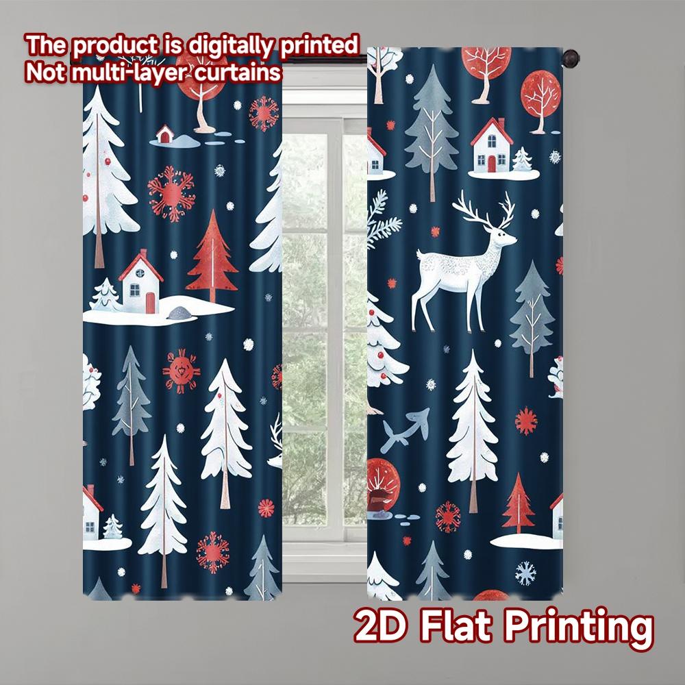 Set Of 2 Flat Printing Christmas Window Curtains Forest Reindeer Landscape Animal Nature Polyester Curtain Machine Washable W100*H70(CM)-Rod Pocket&2PCS
Set Of 2 Flat Printing Christmas Window Curtains Forest Reindeer Landscape Animal Nature Polyester Curtain Machine Washable W100*H70(CM)-Rod Pocket&2PCS