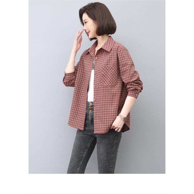 Жіноча коричнева картата сорочка з коміром, довгим рукавом, вільного крою, повсякденна блузка L червоний
Жіноча коричнева картата сорочка з коміром, довгим рукавом, вільного крою, повсякденна блузка L червоний