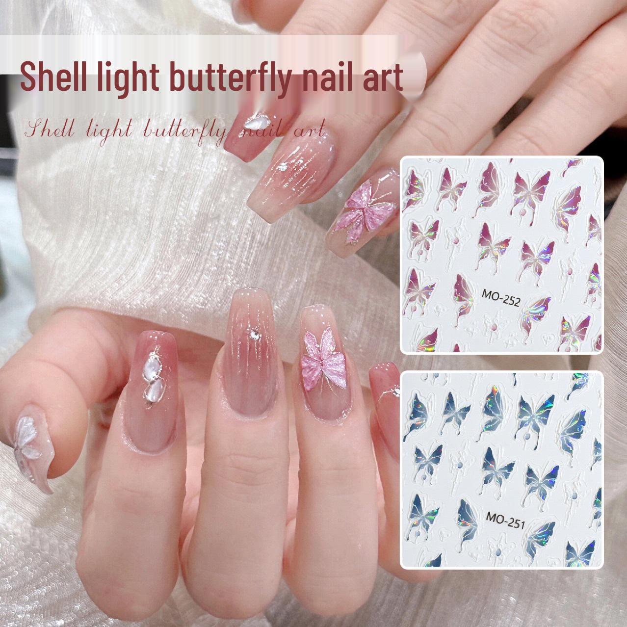 3D Iridescent Aurora Butterfly Nail Stickers Shell Light Butterfly Sticker 252 - 1 Sheet
3D Iridescent Aurora Butterfly Nail Stickers Shell Light Butterfly Sticker 252 - 1 Sheet