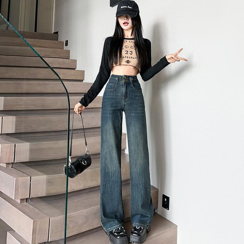 Breasted Design Narrow Version Wide-leg Jeans for Women In Autumn New High-waist Loose Elastic Slimming Straight-leg Mopping Pants XXL
Breasted Design Narrow Version Wide-leg Jeans for Women In Autumn New High-waist Loose Elastic Slimming Straight-leg Mopping Pants XXL