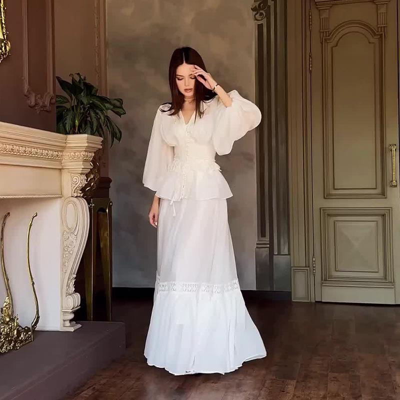 2024 Summer European & American Women s French Retro High Waist Slimming Elegant Long Dress Two-Piece Set Extra Extra Large білий
2024 Summer European & American Women s French Retro High Waist Slimming Elegant Long Dress Two-Piece Set Extra Extra Large білий