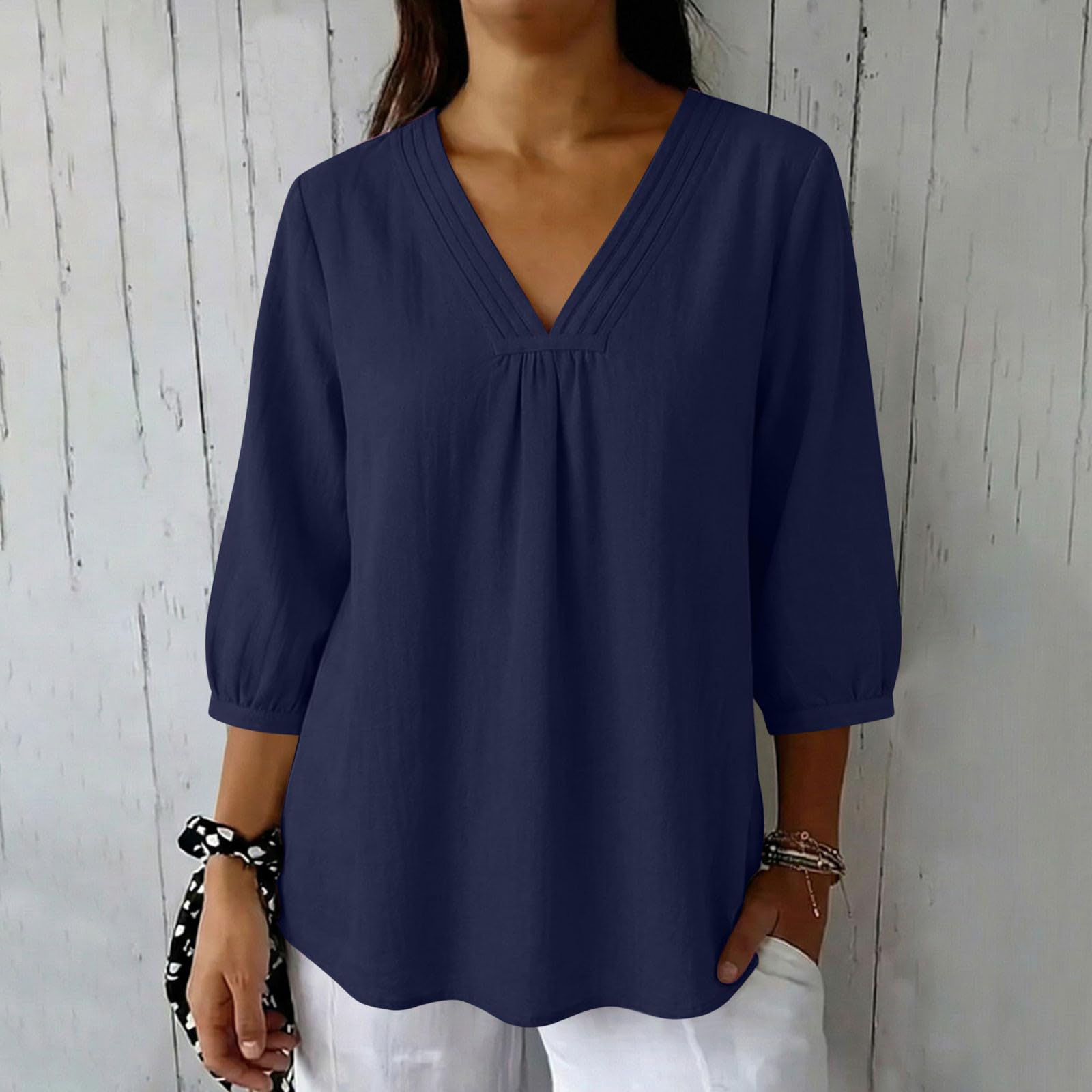Women s Relaxed Fit Linen Shirt With 3/4 Sleeves L Темно-синій
Women s Relaxed Fit Linen Shirt With 3/4 Sleeves L Темно-синій