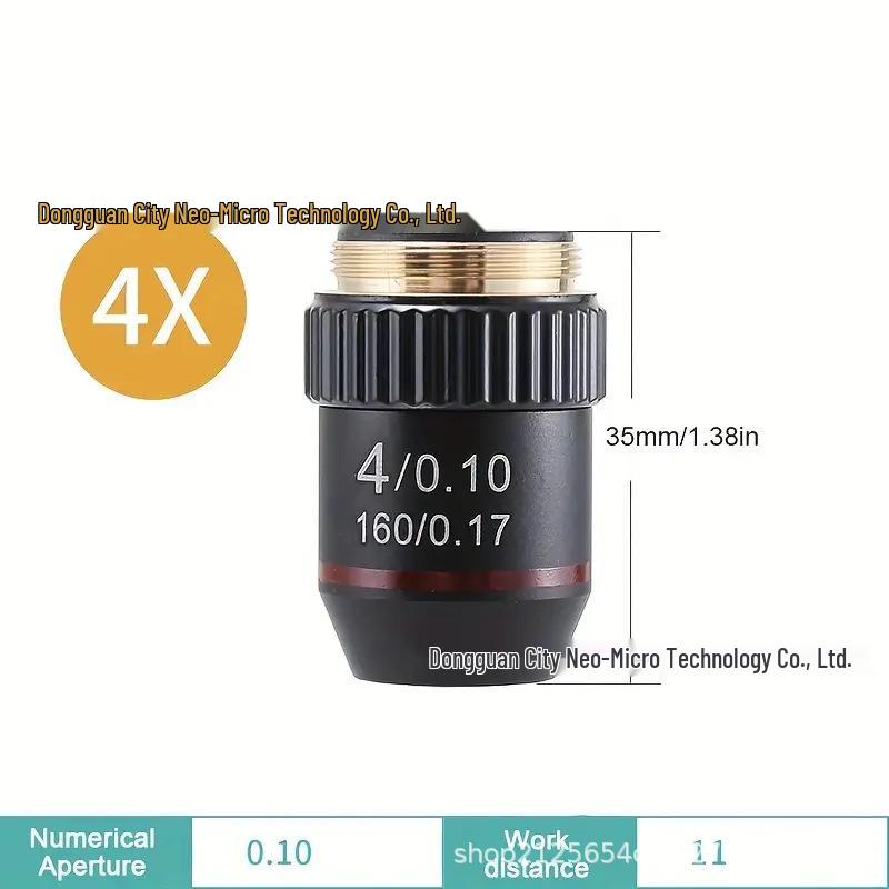 Optical Microscope Objective Lens Set: 195 Metal Copper with Chromatic Aberration Correction - 4X, 10X, 20X, 40X, 60X, 100X
Optical Microscope Objective Lens Set: 195 Metal Copper with Chromatic Aberration Correction - 4X, 10X, 20X, 40X, 60X, 100X