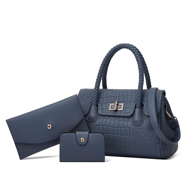 Genuine Soft Leather Alligator Pattern Handbag Fashion Braided Rope Multi-Piece Set Women S Shoulder Crossbody Senior синій
Genuine Soft Leather Alligator Pattern Handbag Fashion Braided Rope Multi-Piece Set Women S Shoulder Crossbody Senior синій