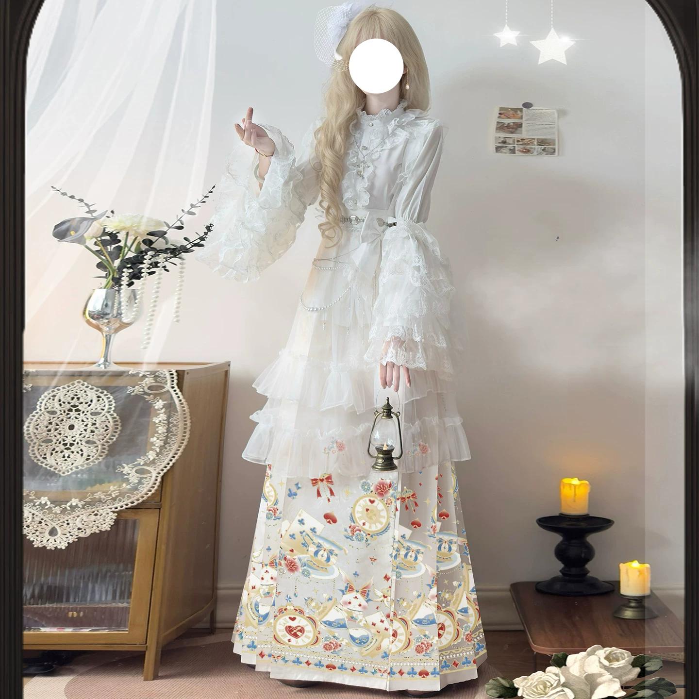 Women s Ming Dynasty Hanfu Full Set, Gothic Lolita Style Han Element Mamian Skirt Autumn Winter Daily Wear Traditional Chinese Costume XL білий
Women s Ming Dynasty Hanfu Full Set, Gothic Lolita Style Han Element Mamian Skirt Autumn Winter Daily Wear Traditional Chinese Costume XL білий
