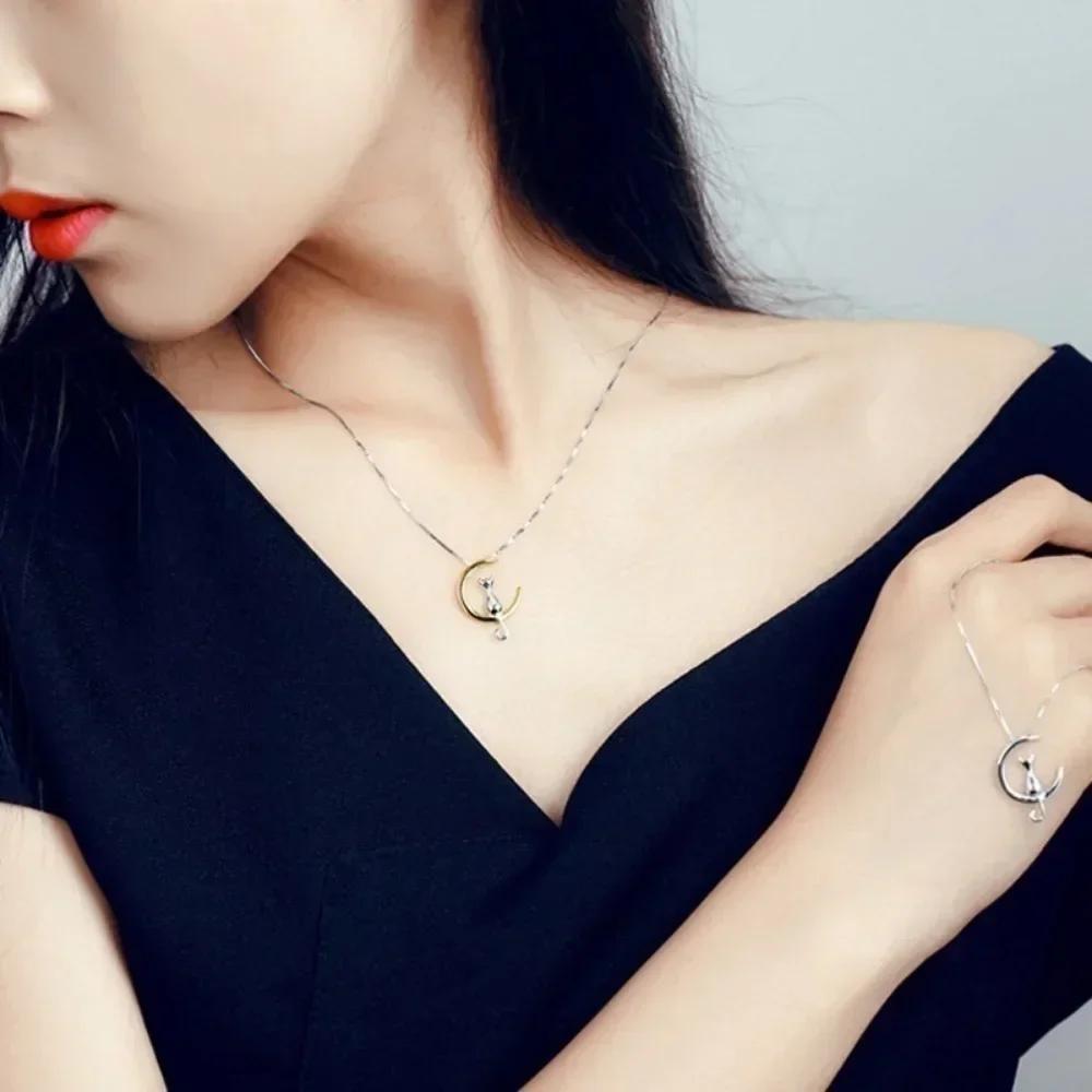 Exquisite Creative Gifts Silver Cat Moon Pendant Necklace Romantic Charm Alloy Chain Necklace Cute Elegant Jewelry Accessories золотой
Exquisite Creative Gifts Silver Cat Moon Pendant Necklace Romantic Charm Alloy Chain Necklace Cute Elegant Jewelry Accessories золотой