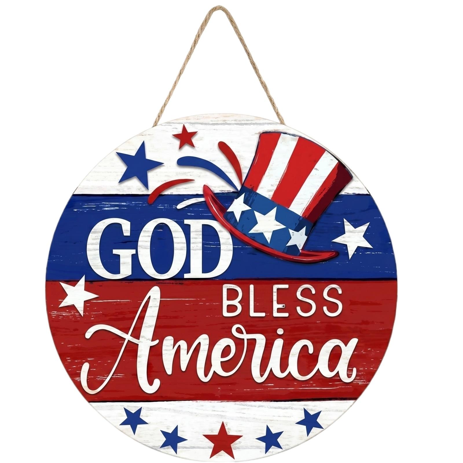 Wooden Hanging Door Decor Round Wall Sign with Heart Shapes and Patriotic Text Rustic Style for Home and Holiday Decoration One Size
Wooden Hanging Door Decor Round Wall Sign with Heart Shapes and Patriotic Text Rustic Style for Home and Holiday Decoration One Size