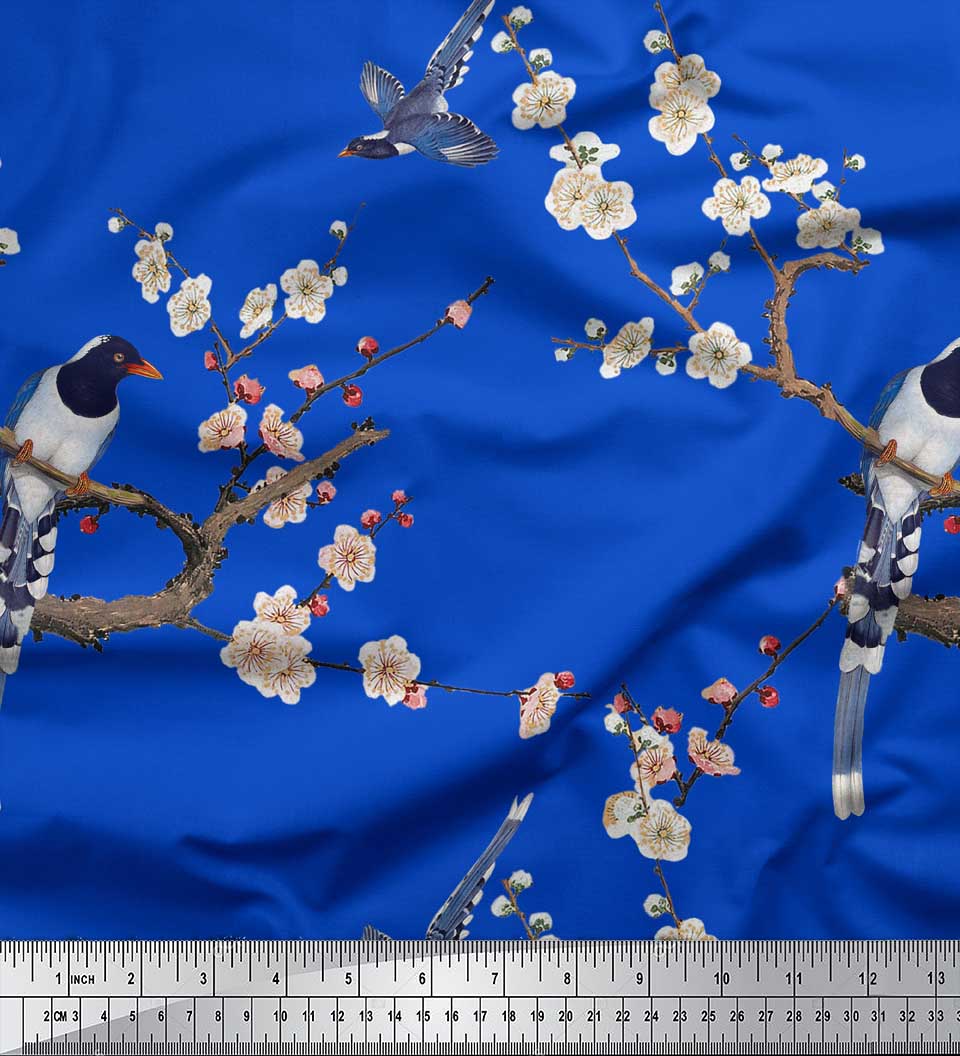 Soimoi Blue Poly Crepe Fabric Blossom & Pin Tailed Whydah Bird Print Ткань на метр 42 дюйма
Soimoi Blue Poly Crepe Fabric Blossom & Pin Tailed Whydah Bird Print Ткань на метр 42 дюйма