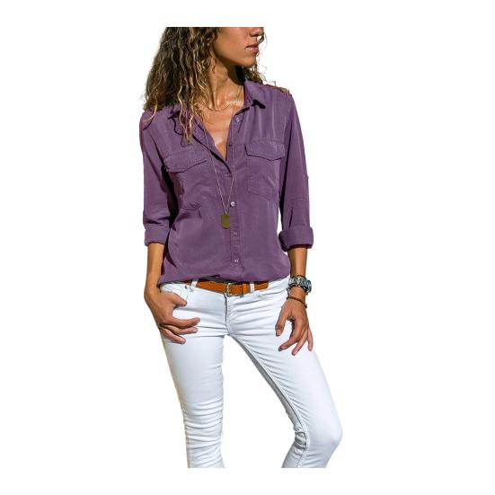 Women Shirt Lapel Long Sleeve Buttons Placket Shirt Tops with Pockets Pure Color Regular Fit Casual Tops Work Daily Wear XL
Women Shirt Lapel Long Sleeve Buttons Placket Shirt Tops with Pockets Pure Color Regular Fit Casual Tops Work Daily Wear XL