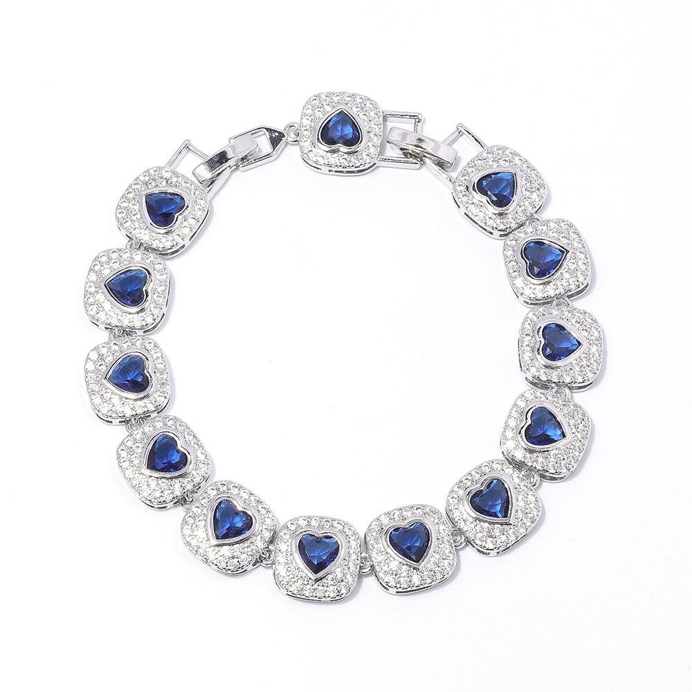 European and American Bottom Set with Heart Shaped Zircon Bracelet Grand Emerald Bracelet That Does Not Fade Main chain 17.5cm + 3cm extension buckle
European and American Bottom Set with Heart Shaped Zircon Bracelet Grand Emerald Bracelet That Does Not Fade Main chain 17.5cm + 3cm extension buckle