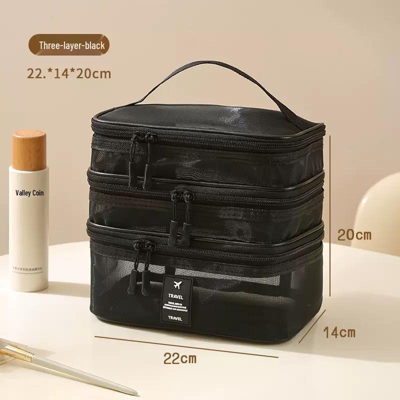 Three-Layer Portable Travel Cosmetic Bag - Large, Simple, Handheld Mesh Storage 22*14*20cm Three-Layer чорний
Three-Layer Portable Travel Cosmetic Bag - Large, Simple, Handheld Mesh Storage 22*14*20cm Three-Layer чорний