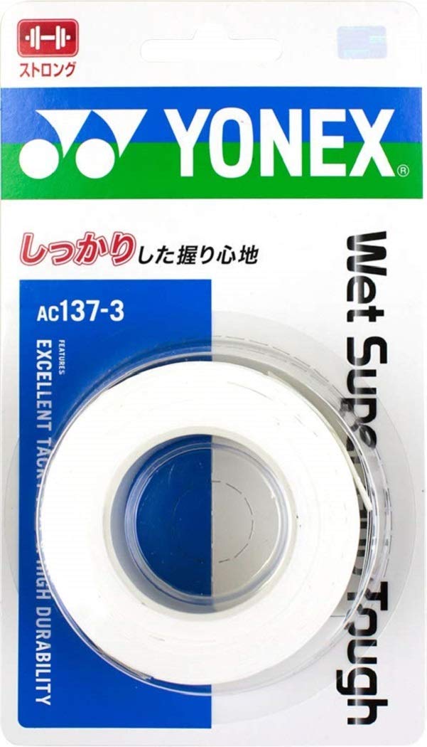 YONEX Grip Wet Super Grip Tough of White Tennis/Badminton Tape, (Pack 3), AC1373,
YONEX Grip Wet Super Grip Tough of White Tennis/Badminton Tape, (Pack 3), AC1373,