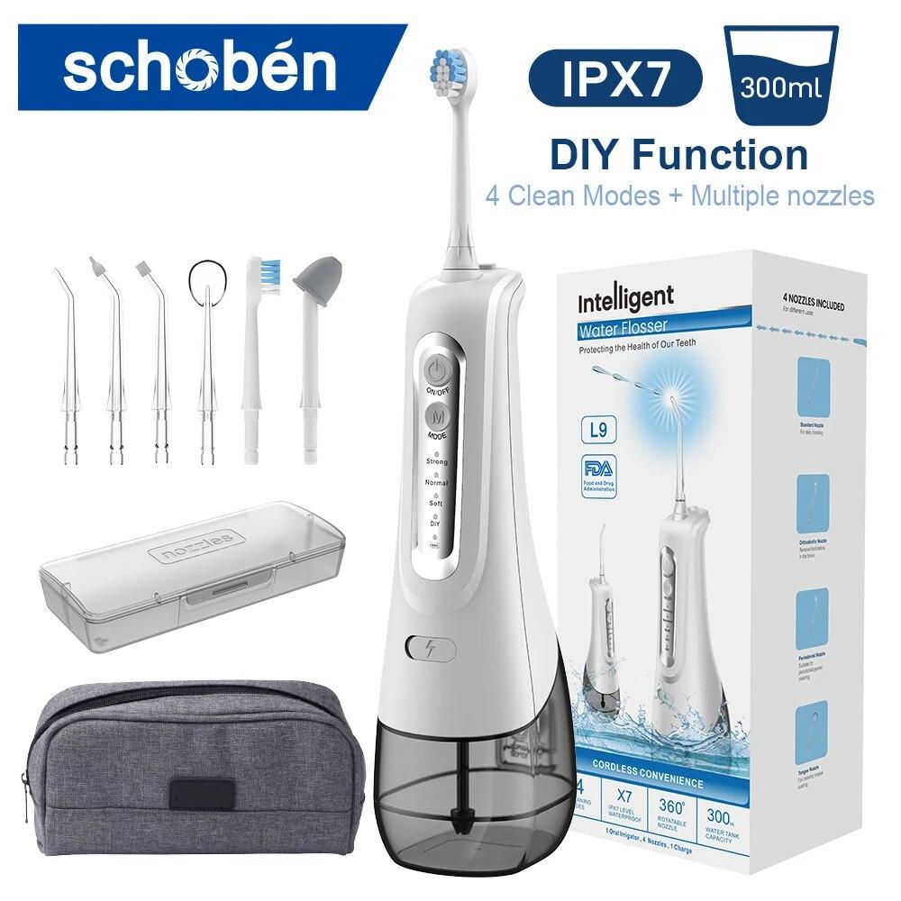 Schoben L9 Dental Water Jet, 4 режима, ирригатор для полости рта, ирригатор для зубов, перезаряжаемый портативный резервуар для воды 300 мл, очиститель зубов
Schoben L9 Dental Water Jet, 4 режима, ирригатор для полости рта, ирригатор для зубов, перезаряжаемый портативный резервуар для воды 300 мл, очиститель зубов