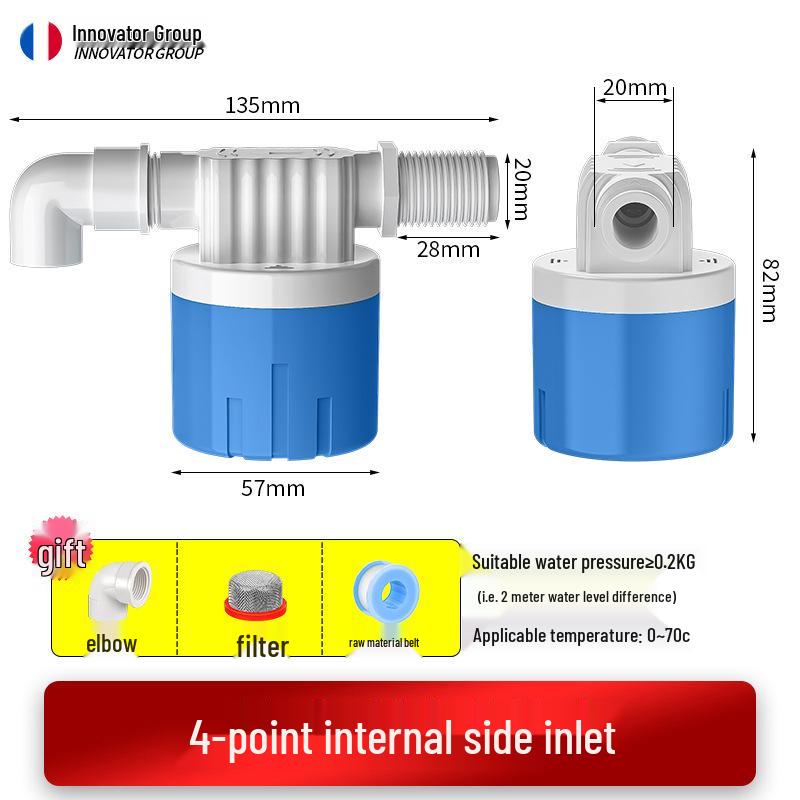 Auto Shut-off Float Valve for Fish Tank: 4-point Inlet Ball Valve, Prevents Overflow in Fish Farming Tanks.
Auto Shut-off Float Valve for Fish Tank: 4-point Inlet Ball Valve, Prevents Overflow in Fish Farming Tanks.