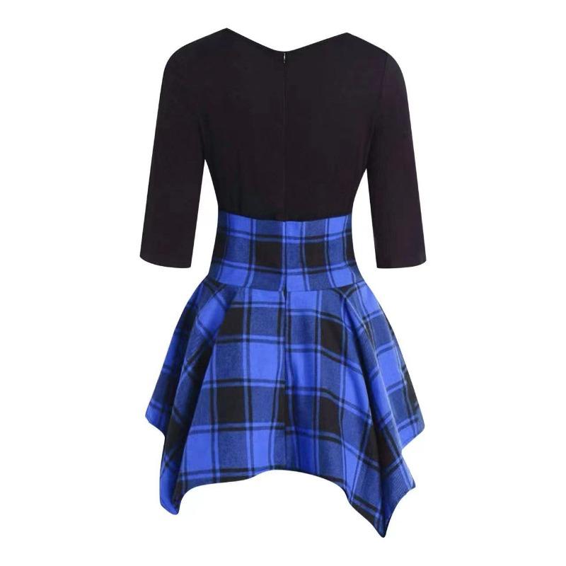 New elegant autumn print plaid long-sleeved dress XXL темно-синього кольору
New elegant autumn print plaid long-sleeved dress XXL темно-синього кольору