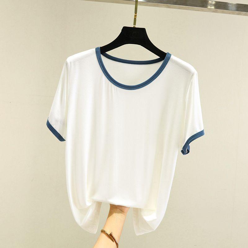 Модальная футболка с коротким рукавом Женская летняя одежда для дома больших размеров Тонкая базовая футболка Универсальная свободная повседневная футболка, подчеркивающая фигуру Ink Blue M (recommended 40.00 kg-50.00 kg
Модальная футболка с коротким рукавом Женская летняя одежда для дома больших размеров Тонкая базовая футболка Универсальная свободная повседневная футболка, подчеркивающая фигуру Ink Blue M (recommended 40.00 kg-50.00 kg