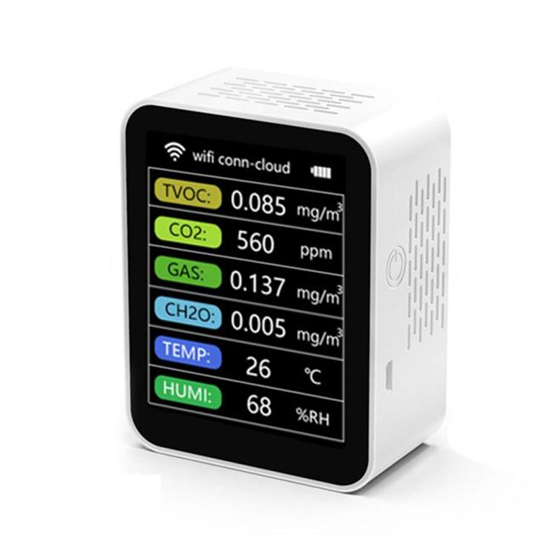 A23I-Wifi Smart Air Quality Monitor CO2 Meter TVOC HCHO PM2.5 Tester Digital CO2 Sensor Formaldehyde Gas Detector Tuya APP білий
A23I-Wifi Smart Air Quality Monitor CO2 Meter TVOC HCHO PM2.5 Tester Digital CO2 Sensor Formaldehyde Gas Detector Tuya APP білий