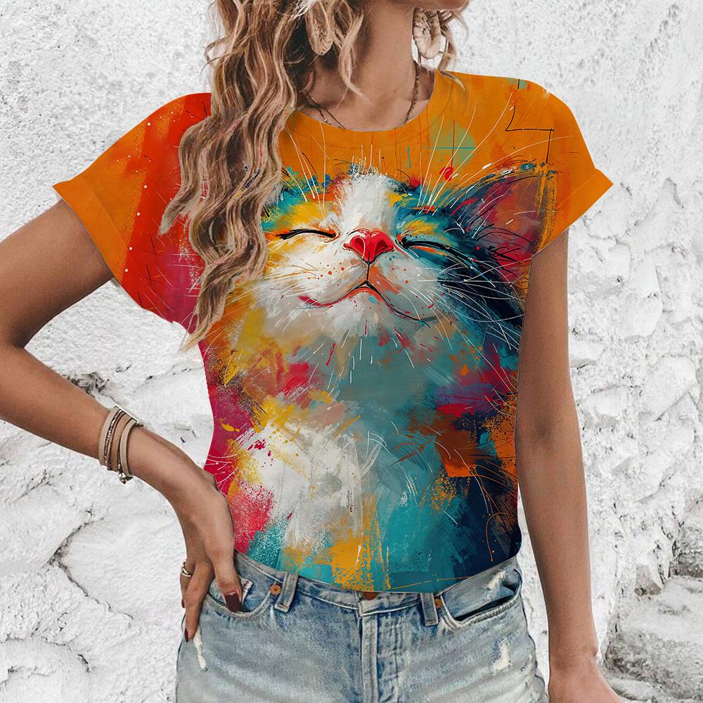 Fashionable And Comfortable Street Quirky Fun Cat Print Plus Size T-shirt For Daily Lightweight Women s O-neck Short Sleeved Top 5XL
Fashionable And Comfortable Street Quirky Fun Cat Print Plus Size T-shirt For Daily Lightweight Women s O-neck Short Sleeved Top 5XL
