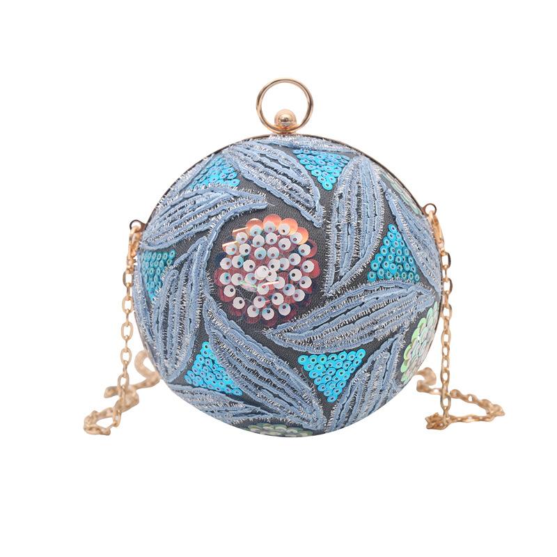 Sequined retro dinner bag, new banquet fashion trendy ball bag chain messenger bag синій
Sequined retro dinner bag, new banquet fashion trendy ball bag chain messenger bag синій