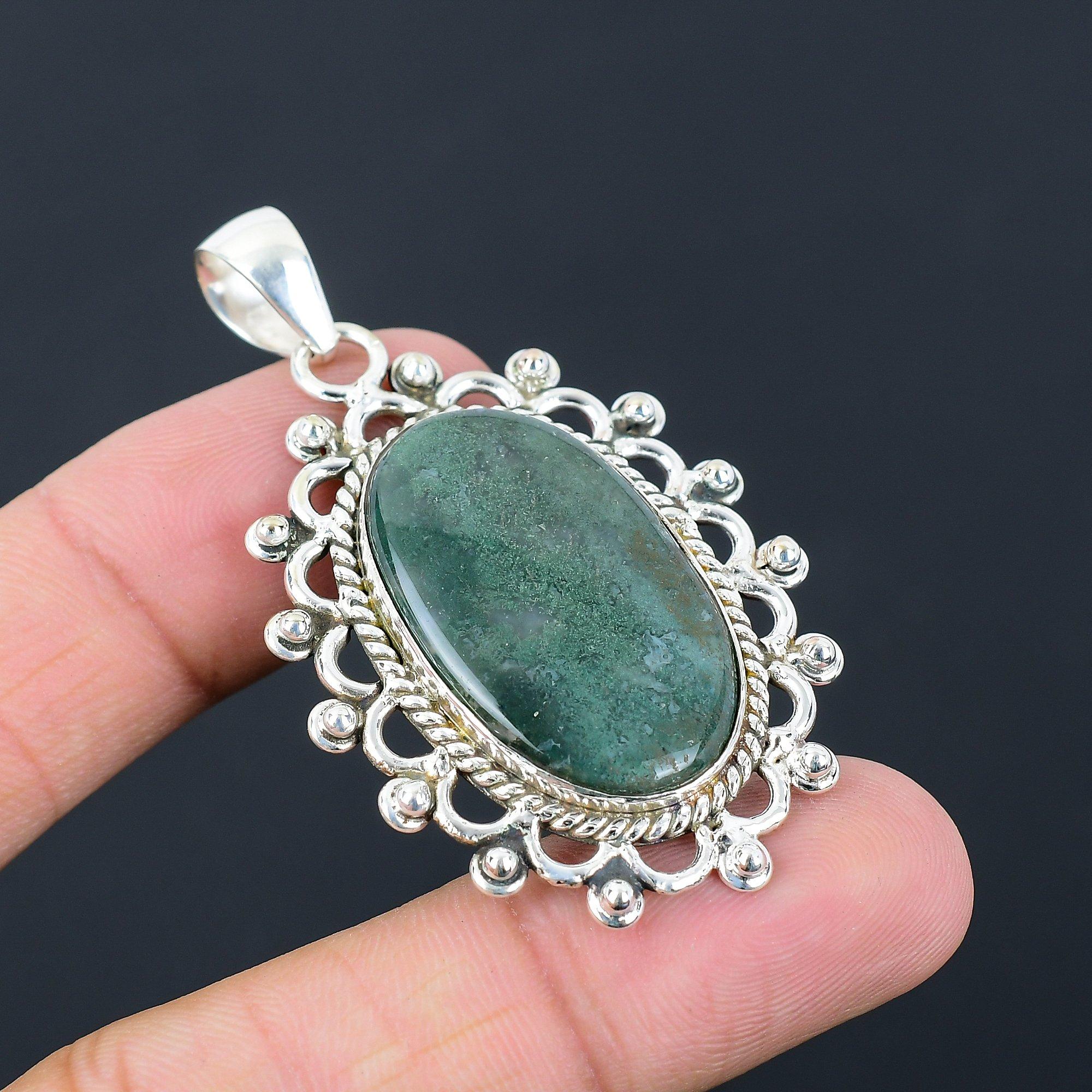 Daughters Day Deal 925 Sterling Silver Oval Solar Moss Agate Stone Wife Pendant
Daughters Day Deal 925 Sterling Silver Oval Solar Moss Agate Stone Wife Pendant
