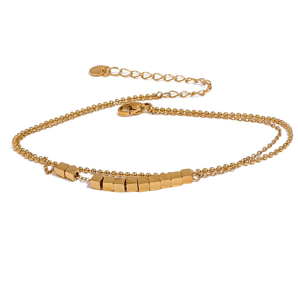 Yhpup Waterproof Stainless Steel Square Bead Chain Layered Anklet for Women Gold Color Statement Summer Sandy Beach Jewelry
Yhpup Waterproof Stainless Steel Square Bead Chain Layered Anklet for Women Gold Color Statement Summer Sandy Beach Jewelry