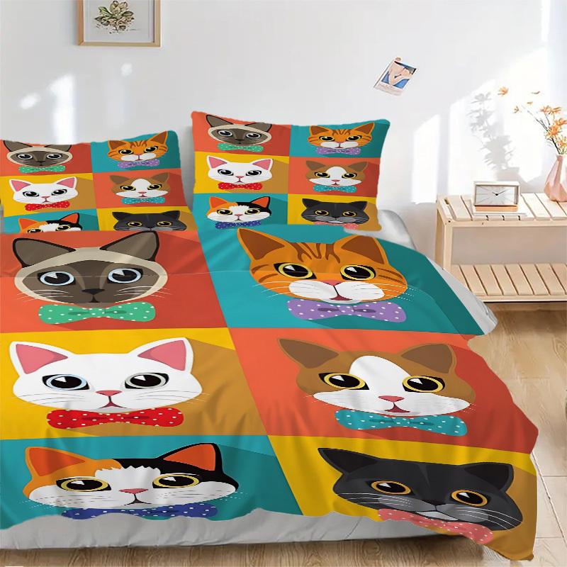 3pcs Colorful Cat Prints Duvet Cover Set, Cover For Bedroom Guest Room (1 Duvet Cover + 2 Pillowcase, Without Quilt), yy250922180 135x200cm
3pcs Colorful Cat Prints Duvet Cover Set, Cover For Bedroom Guest Room (1 Duvet Cover + 2 Pillowcase, Without Quilt), yy250922180 135x200cm