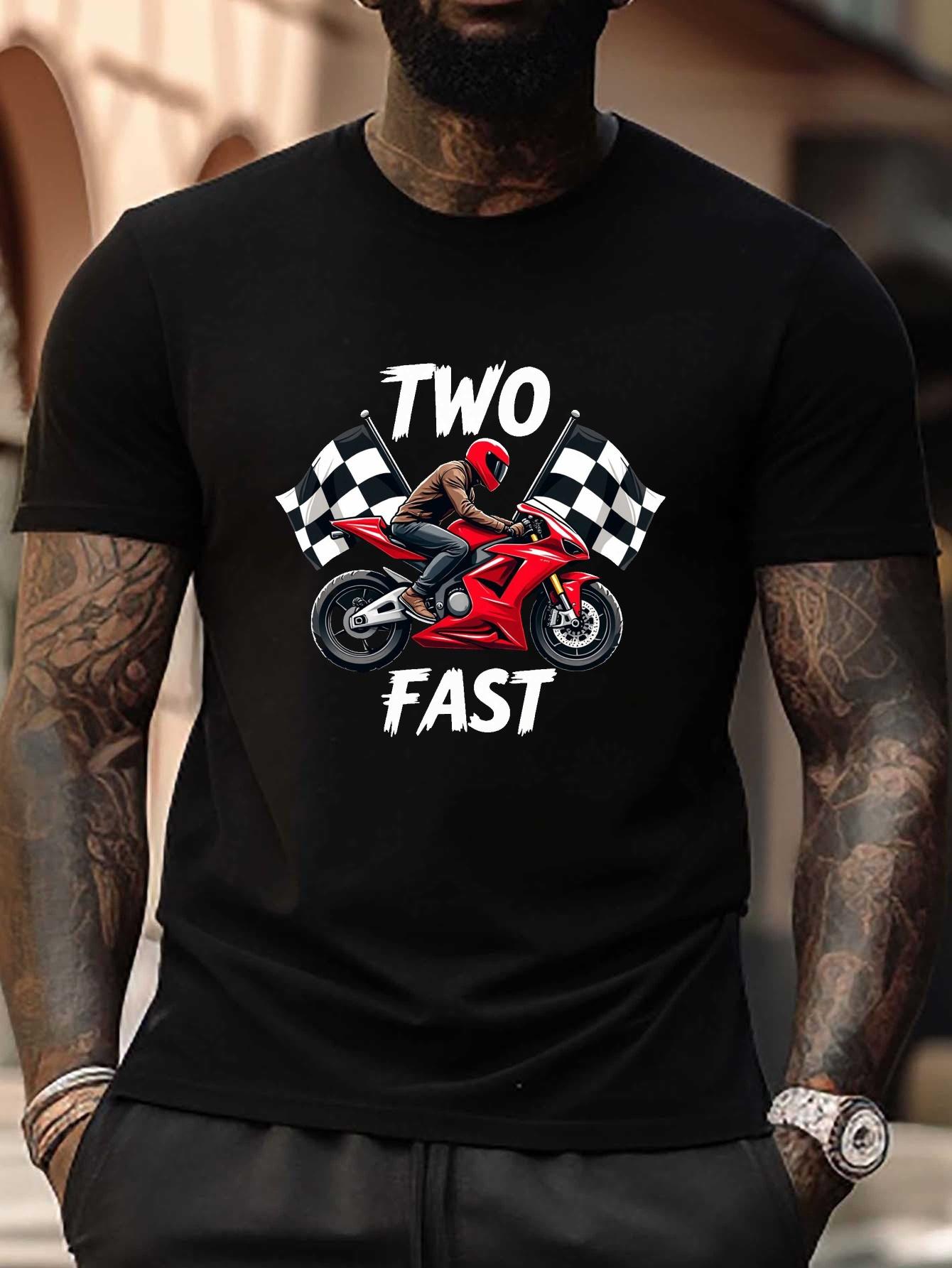 Plus Size Two Fast Racing Motorcycle Graphic T-shirt - Black with Red & White Checkered Flags S
Plus Size Two Fast Racing Motorcycle Graphic T-shirt - Black with Red & White Checkered Flags S